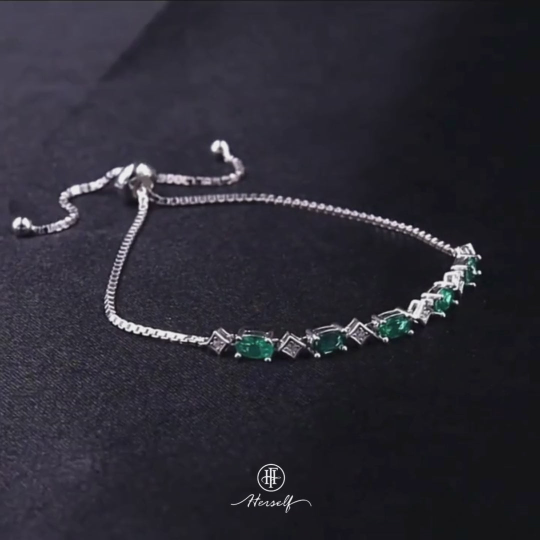 Oval Emerald Adjustable Bracelet