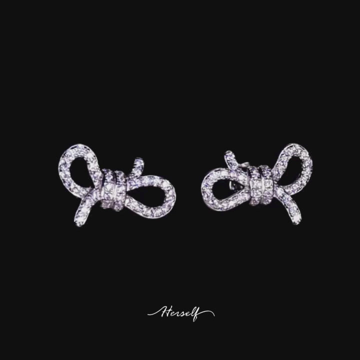 Bowknot Simulated Diamond Stud Earrings