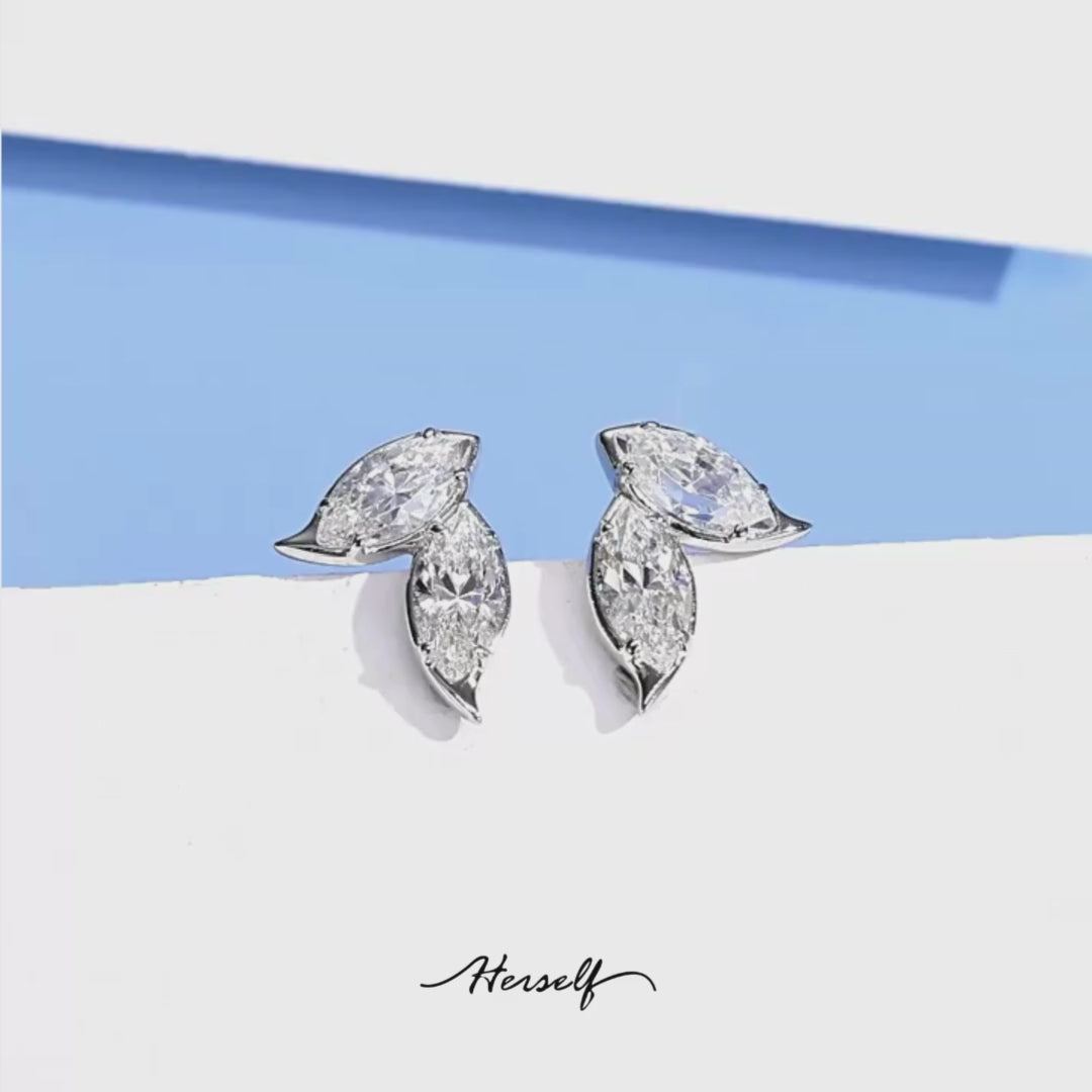 Marquise DoubleDiamond Leaf Earrings