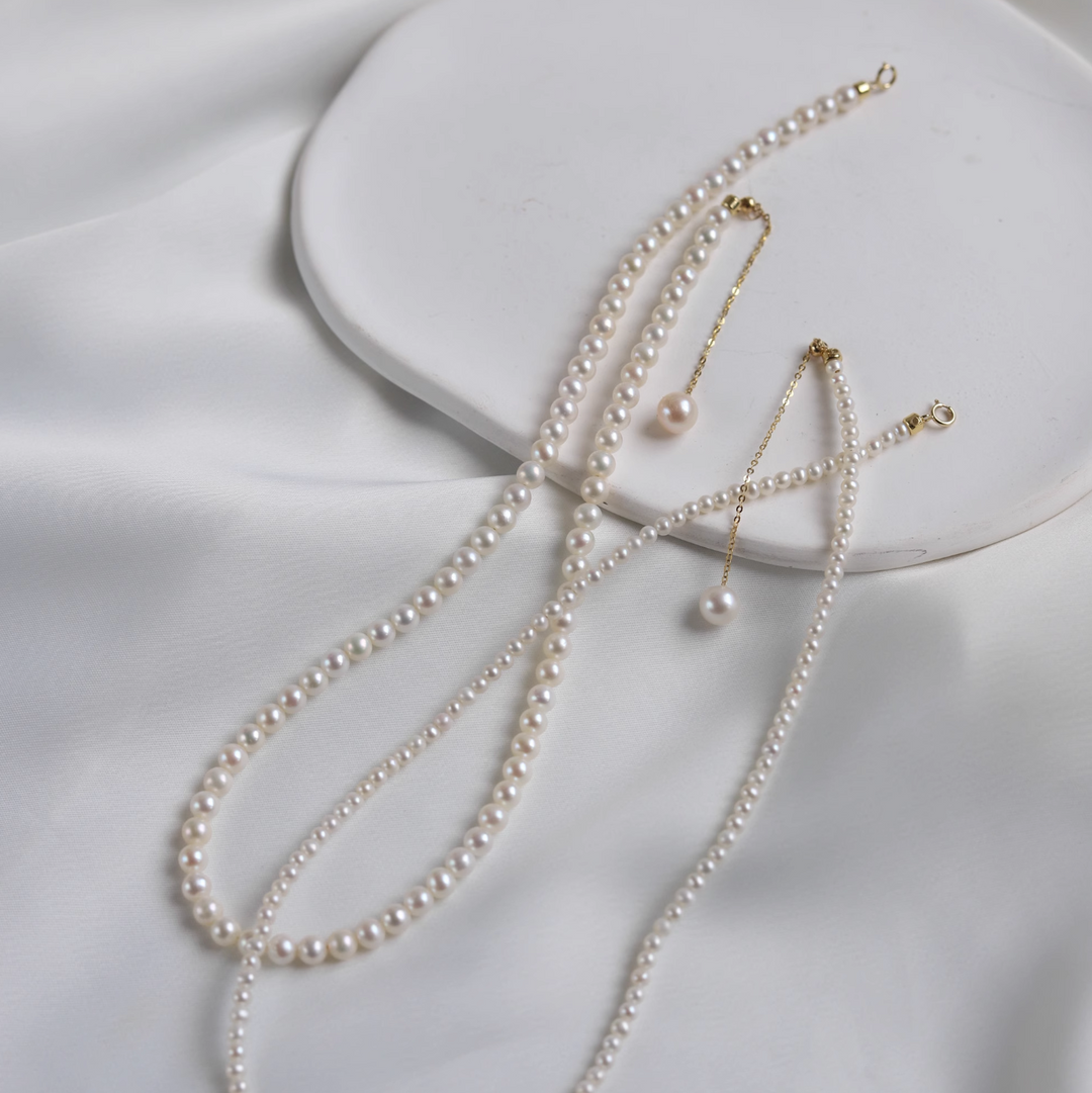 Small Round Pearls 18K Gold Necklace